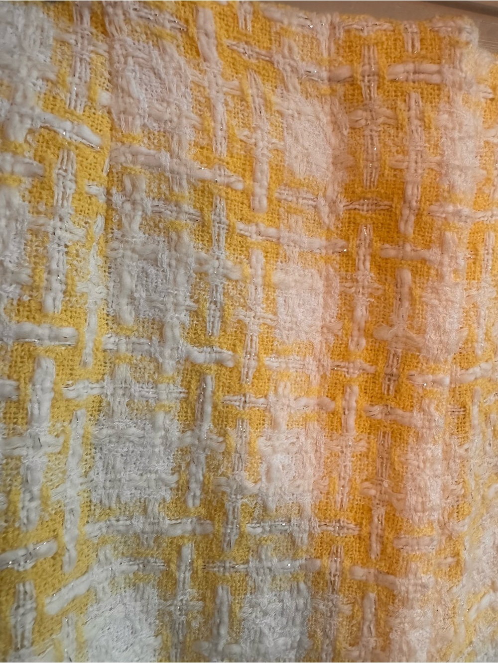 Veronica Beard Yellow and White Tweed High-Waist Shorts - Picture 2 of 8